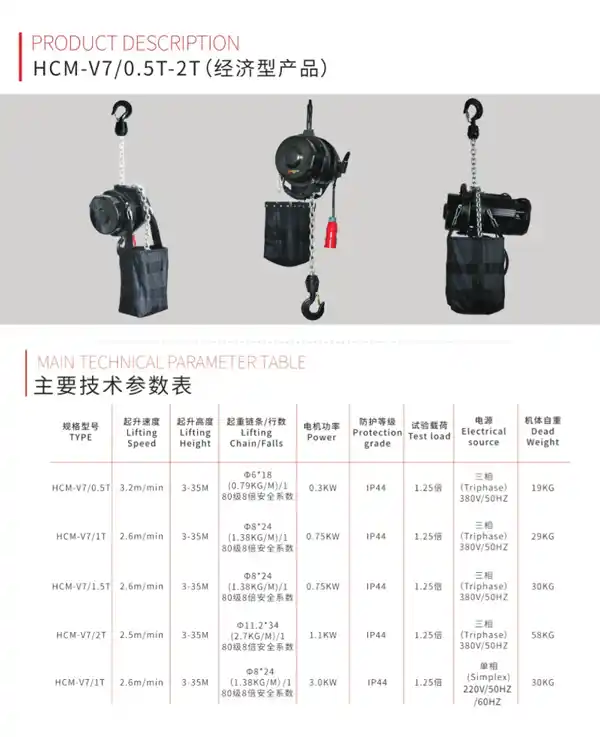 V7 stage electric hoist